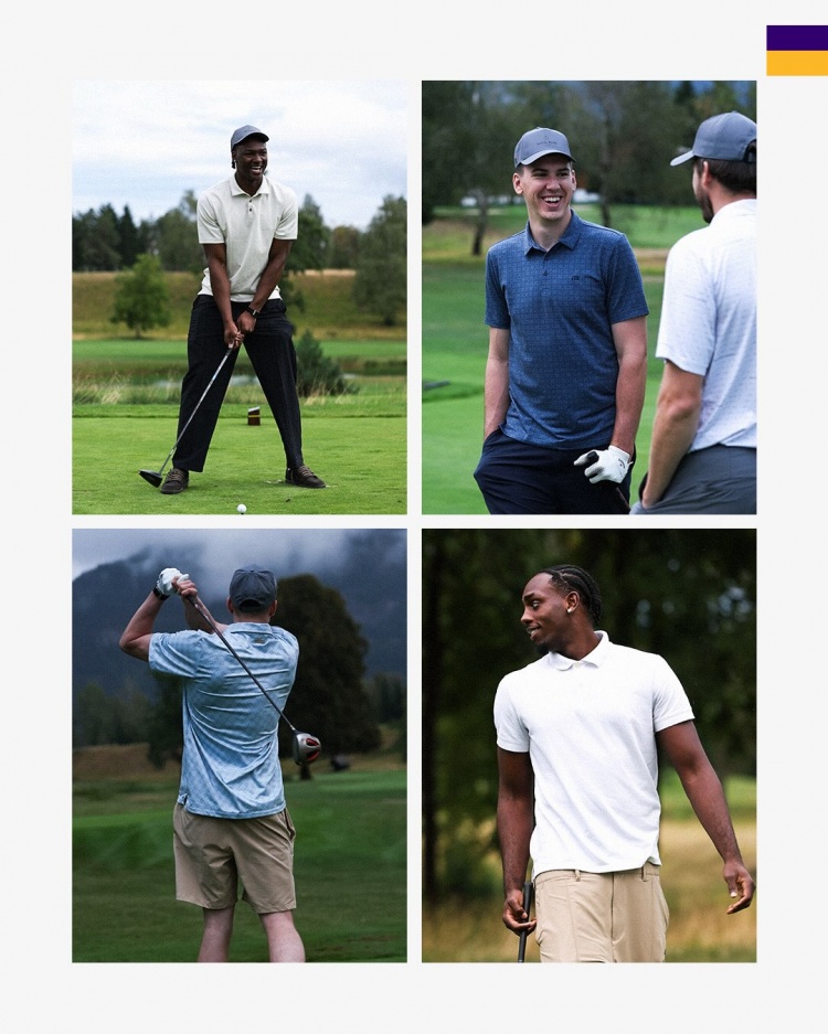 气氛融洽！湖人官推晒众将打高尔夫帅照 东契奇评论调侃范德彪
