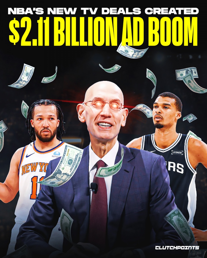 萧华稳如泰山？NBA新版权协议生效首赛季 广告收入飙升至21亿美元